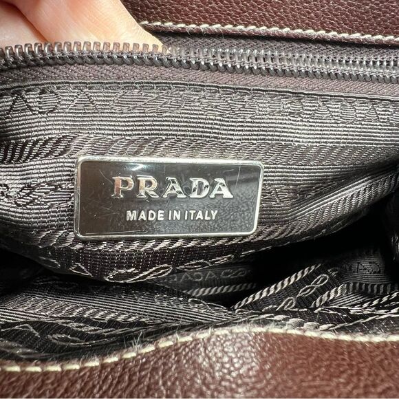 PRADA MADRAS CERNIERA DOCTOR BAG SATCHEL Red Brown LEATHER With A TOP HANDLE - Picture 12 of 16